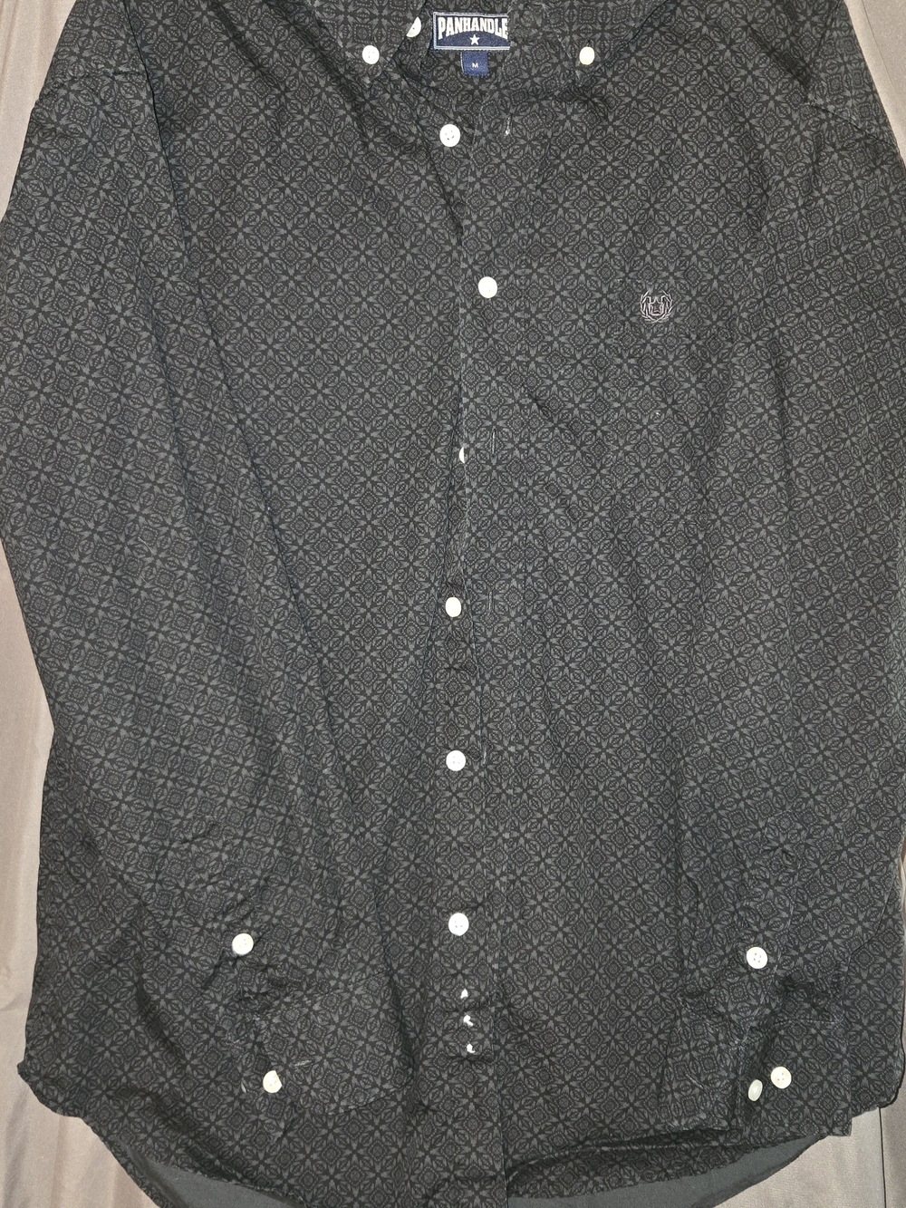 Panhandle Slim Black Patterned Button-Up Shirt
